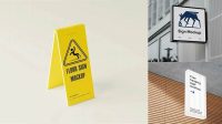 8176+ Floor Sign Mockup Free Graphic Resource