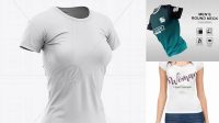 8182+ Women’s Slim-Fit T-Shirt PSD Mockup Front Half-Side View Stylish Free PSD