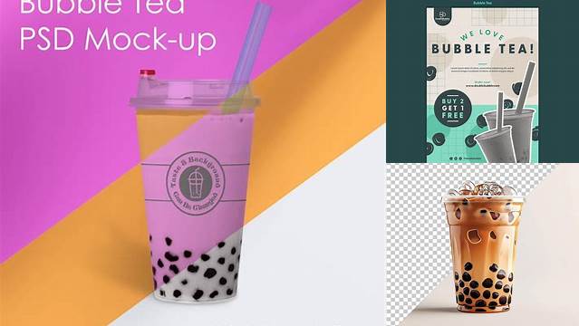 8185+ Mockup Bubble Tea High-Quality PSD Files