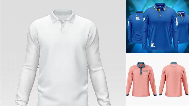 8186+ Long Sleeve Polo Shirt Mockup Free Modern Design PSD