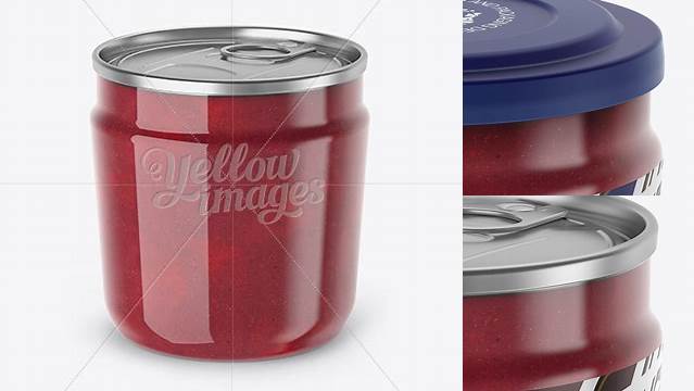 8191+ Plastic Jar With Cranberry Jam PSD Mockup High-Angle Shot Layered Photoshop Template