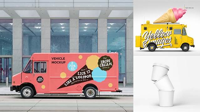 8194+ Ice Cream Van Mockup For Free Download