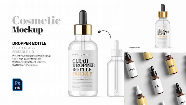 8195+ 15ml Clear Glass Dropper Bottle PSD Mockup Unique Free Photoshop Files