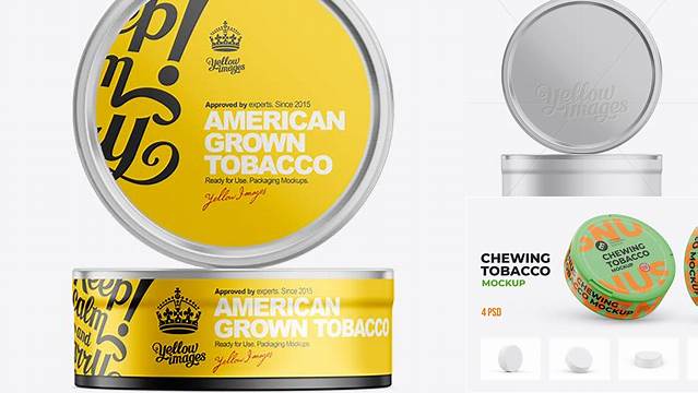 8196+ 1.2oz Tobacco Can PSD Mockup Stylish Free PSD