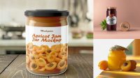 8196+ Apricot Jam Jar PSD Mockup Exclusive Layered PSD Mockup