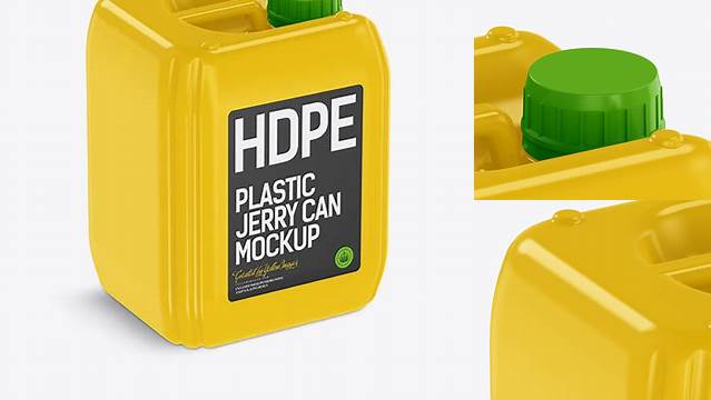 8197+ 5L Plastic Jerry Can PSD Mockup Half Side View High-Angle Shot Creative Digital PSD Download