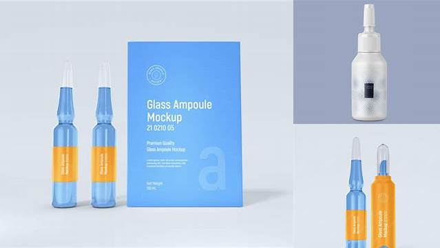 820+ Metallized Ampule Bottle PSD Mockup Fully Customizable Mockup PSD Free