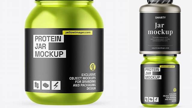 8200+ 300ml Metallic Protein Jar PSD Mockup High-End Layered Mockup Free