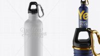 8200+ 500ml Matte Sport Bottle With Carabiner PSD Mockup Eye-Level Shot Exclusive Layered PSD Mockup