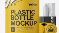 8201+ Matte Plastic Bottle With Carton Box & Case PSD Mockup Free Mockup Templates