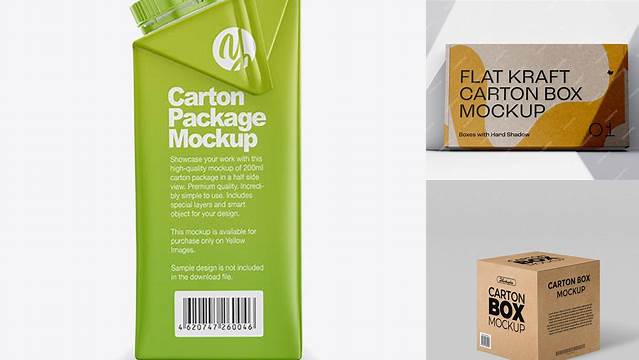 8202+ 200ml Carton Box PSD Mockup Back View Fully Customizable Photoshop Freebie