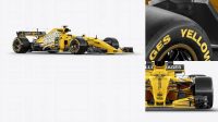 8203+ 2017 Formula 1 Car PSD Mockup Half side view High-Angle Shot Download Exclusive PSD Mockups