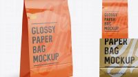 8203+ Glossy Paper Food/Snack Bag PSD Mockup Front View Easy-to-Use PSD Template