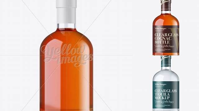 8203+ Oslo Cognac Bottle with Shrink Band PSD Mockup Smart Layer Mockup Free