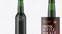 8205+ 330ml Green Glass Bottle with Dark Beer PSD Mockup Smart Design Template Free