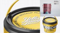 8205+ Metallic Paint Bucket PSD Mockup Halfside view High-Angle Shot Premium Design Freebie