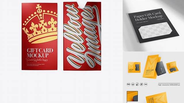 8207+ Metallic Gift Card with Card Holder PSD Mockup Customizable Design Files