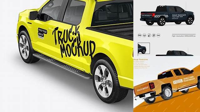 8208+ Pickup Truck PSD Mockup Back Half Side View Creative and Modern PSD Freebie