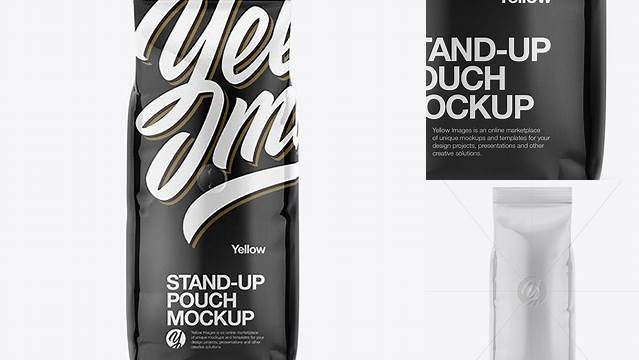 8213+ 1000g Glossy Coffee Bag PSD Mockup Front View Exclusive Free Creative Resource