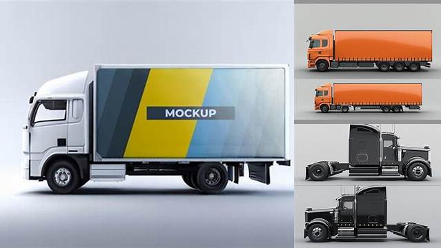 8213+ Truck PSD Mockup Side View Exclusive Editable PSD File