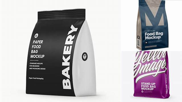 8218+ Matte Stand-up Food Bag PSD Mockup Half Side View Editable Mockup PSD