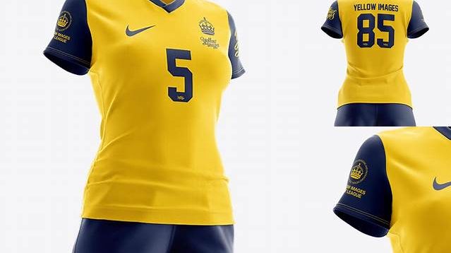 8218+ Women’s Full Rugby Kit HQ PSD Mockup Half Side View Unique High-Resolution PSD