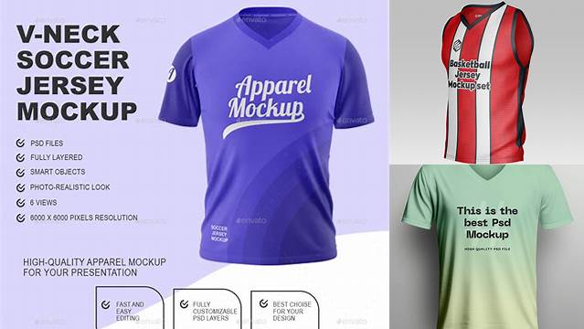 822+ V-neck Jersey Mockup Free Editable PSD File