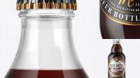 8223+ 330ml Clear Glass Brown Ale Bottle with Foil PSD Mockup Best for Showcase