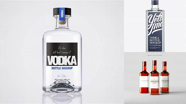 8224+ Square Vodka Bottle with Wax PSD Mockup Editable Mockup PSD