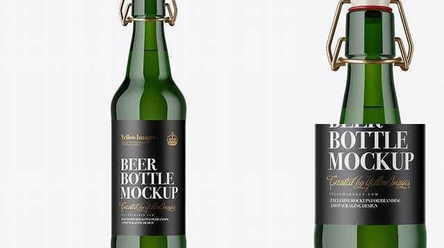 8225+ Green Glass Beugel Bottle PSD Mockup Smart Editable Design Mockup