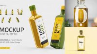 8229+ Glass Bottle with Olive Oil PSD Mockup Premium Freebie for Designers