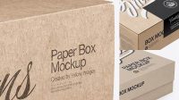 823+ Kraft Box with Label PSD Mockup Half Side View High-Angle Shot Layered PSD for Easy Editing