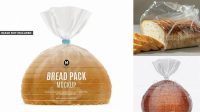 8230+ Bag with Sliced Bread & Paper Label PSD Mockup Front View Smart Layer Mockup Free