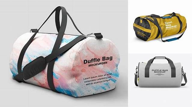 8231+ Duffle Bag PSD Mockup Front View Free Smart Object Templates