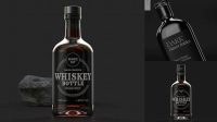 8233+ Black Matte Whiskey Bottle PSD Mockup Layered PSD for Easy Editing