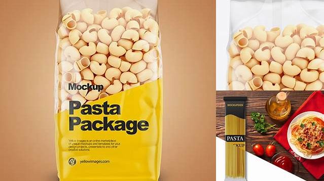 8235+ Pipe Rigate Pasta PSD Mockup Front View Download Now High-Quality PSD Template