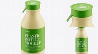 8237+ Matte Medium Plastic Dairy Bottle PSD Mockup High-Angle Shot Free Photoshop Mockup Design