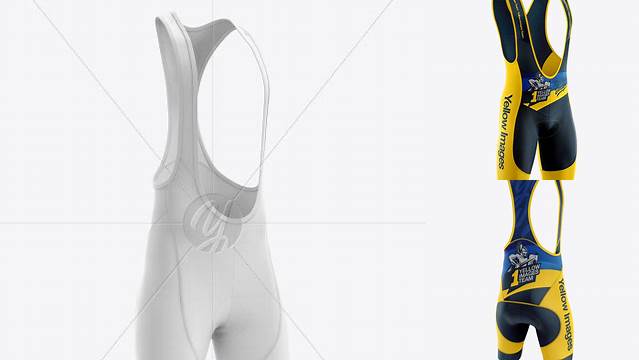 8237+ Men’s Cycling Bib Shorts PSD Mockup Right Half Side View Advanced Photoshop Template