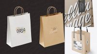 8238+ Karft Paper Bag with Label PSD Mockup Half Side View Elegant and Stylish Free PSD