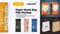 8239+ Glossy Paper Snack Bag PSD Mockup Half Side View Fully Customizable Mockup PSD Free