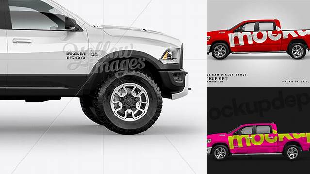 824+ Dodge Ram 1500 PSD Mockup Side View Modern and Unique Freebie PSD