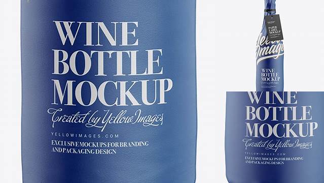 8241+ Wine Bottle in Matte Paper Wrap with Label PSD Mockup Fully Customizable Mockup PSD Free