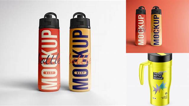 8244+ Glossy Thermo Flask Bottle PSD Mockup Editable Mockup PSD