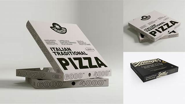 8248+ Pizza Box PSD Mockup Half Side View High Angle Easy-to-Edit Photoshop Freebie