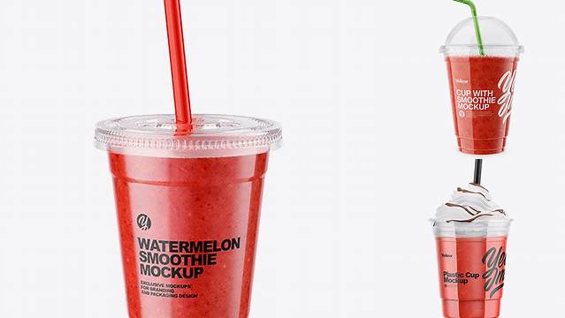 8252+ Watermelon Smoothie Cup PSD Mockup Digital Resource Free Download