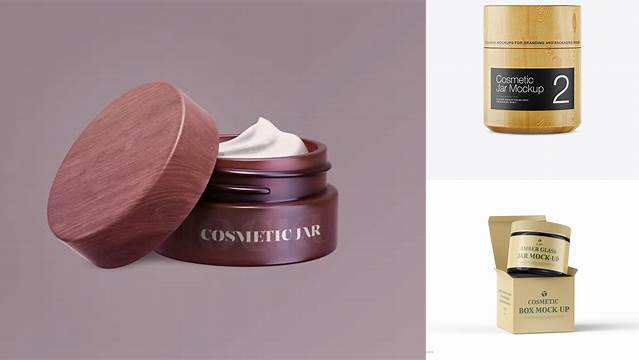 8252+ Wooden Cosmetic Jar PSD Mockup Digital Download