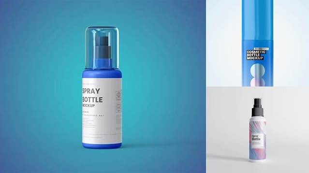 8254+ 50ml Glossy Spray Bottle PSD Mockup Customizable Design Files