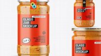 8255+ Clear Glass Chipotle Sauce Jar PSD Mockup Creative Photoshop Resources