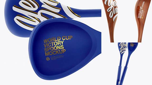 8256+ Matte World Cup Victory Spoons PSD Mockup Front View Creative Digital PSD Download