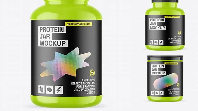 8257+ Glossy Protein Jar PSD Mockup Unique High-Resolution Design Freebie